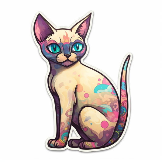 Siamese Cat Vinyl Decal Sticker for Car, Laptop, Tumbler and more # 004172