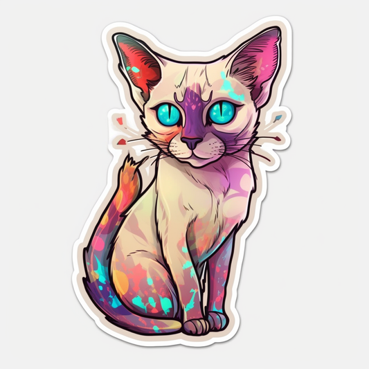 Siamese Cat Vinyl Decal Sticker for Car, Laptop, Tumbler and more # 007556