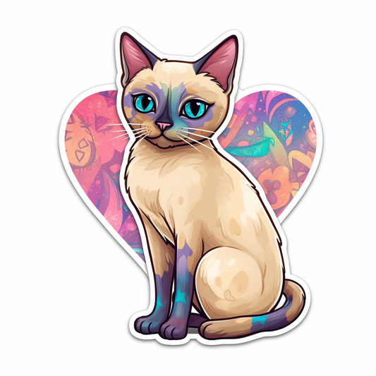 Siamese Cat Vinyl Decal Sticker for Car, Laptop, Tumbler and more # 007564