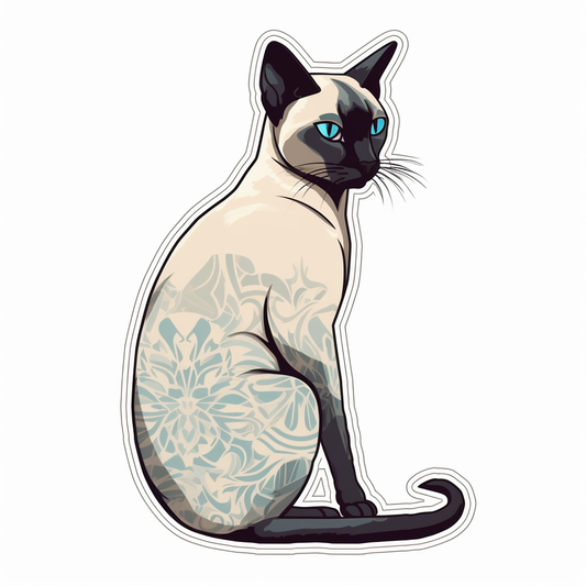 Siamese Cat Vinyl Decal Sticker for Car, Laptop, Tumbler and more # 004157