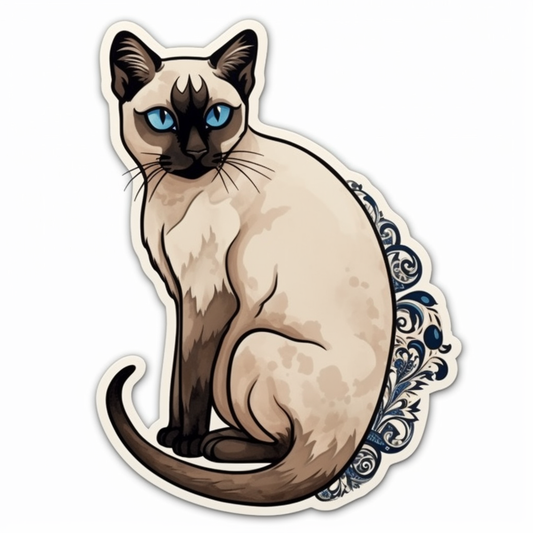 Siamese Cat Vinyl Decal Sticker for Car, Laptop, Tumbler and more # 007568