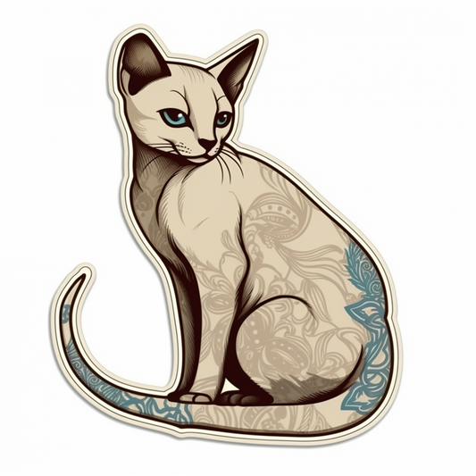 Siamese Cat Vinyl Decal Sticker for Car, Laptop, Tumbler and more # 007561