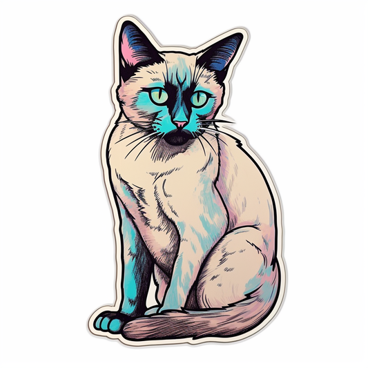 Siamese Cat Vinyl Decal Sticker for Car, Laptop, Tumbler and more # 004177