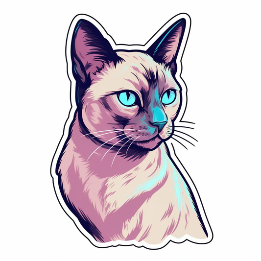 Siamese Cat Vinyl Decal Sticker for Car, Laptop, Tumbler and more # 004196