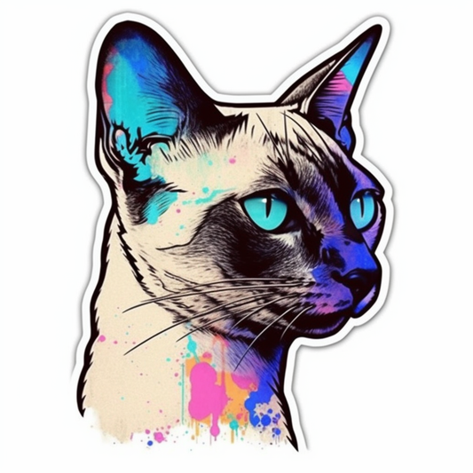 Siamese Cat Vinyl Decal Sticker for Car, Laptop, Tumbler and more # 004182
