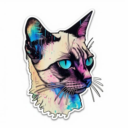 Siamese Cat Vinyl Decal Sticker for Car, Laptop, Tumbler and more # 004185