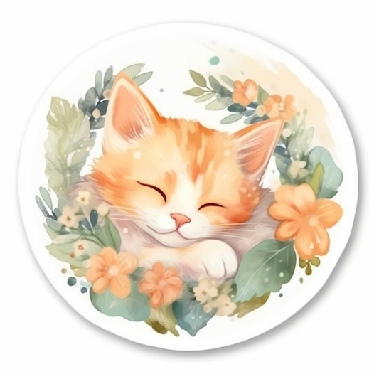 Sleeping Kitten Vinyl Decal Sticker for Car, Laptop, Tumbler and more # 0010851