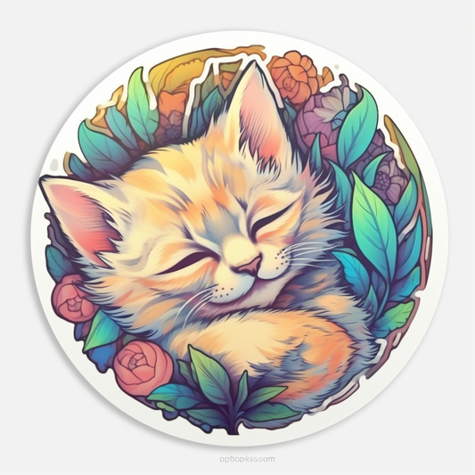 Sleeping Kitten Vinyl Decal Sticker for Car, Laptop, Tumbler and more # 0010856
