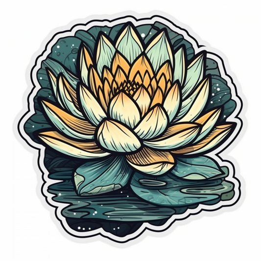 Water Lily Flower Vinyl Decal Sticker for Car, Laptop, Tumbler and more # 006091