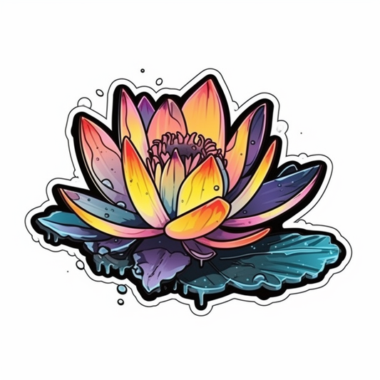Water Lily Flower Vinyl Decal Sticker for Car, Laptop, Tumbler and more # 006126