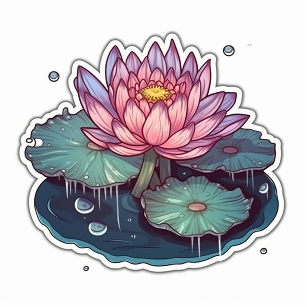 Water Lily Flower Vinyl Decal Sticker for Car, Laptop, Tumbler and more # 006145