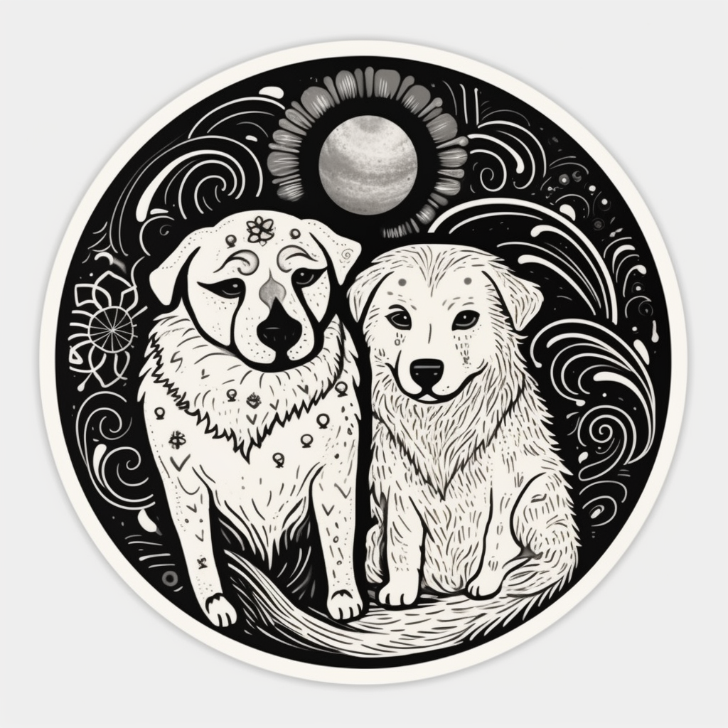 Yin Yang Dog Vinyl Decal Sticker for Car, Laptop, Tumbler and more # 005559
