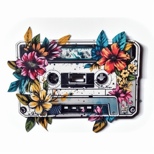 cassette tape flowers Vinyl Decal Sticker for Car, Laptop, Tumbler and more # 00319