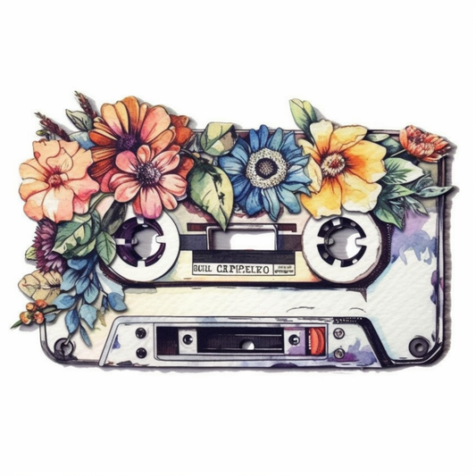 cassette tape flowers Vinyl Decal Sticker for Car, Laptop, Tumbler and more # 00321