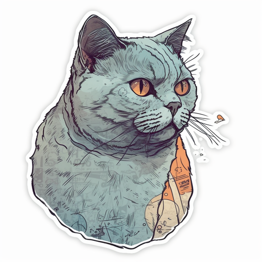 British Shorthair Cat Vinyl Decal Sticker for Car, Laptop, Tumbler and more # 00117