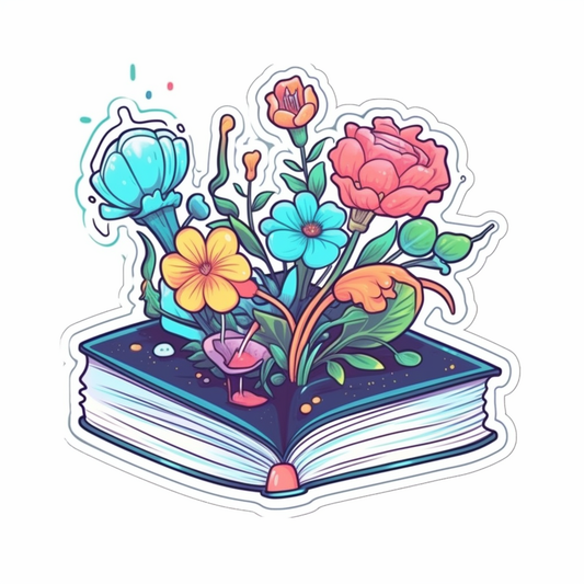 Flower Growing on a Book Vinyl Decal Sticker for Car, Laptop, Tumbler and more # 006967