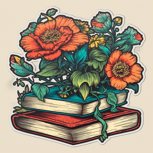 Flower Growing on a Book Vinyl Decal Sticker for Car, Laptop, Tumbler and more # 006969