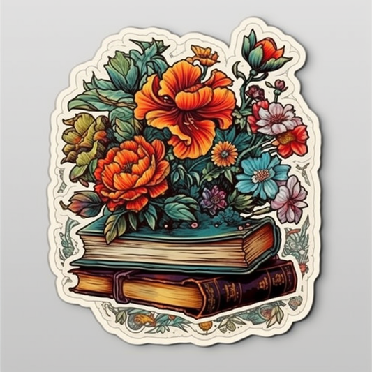 Flower Growing on a Book Vinyl Decal Sticker for Car, Laptop, Tumbler and more # 006972