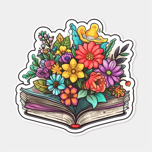 Flower Growing on a Book Vinyl Decal Sticker for Car, Laptop, Tumbler and more # 006970