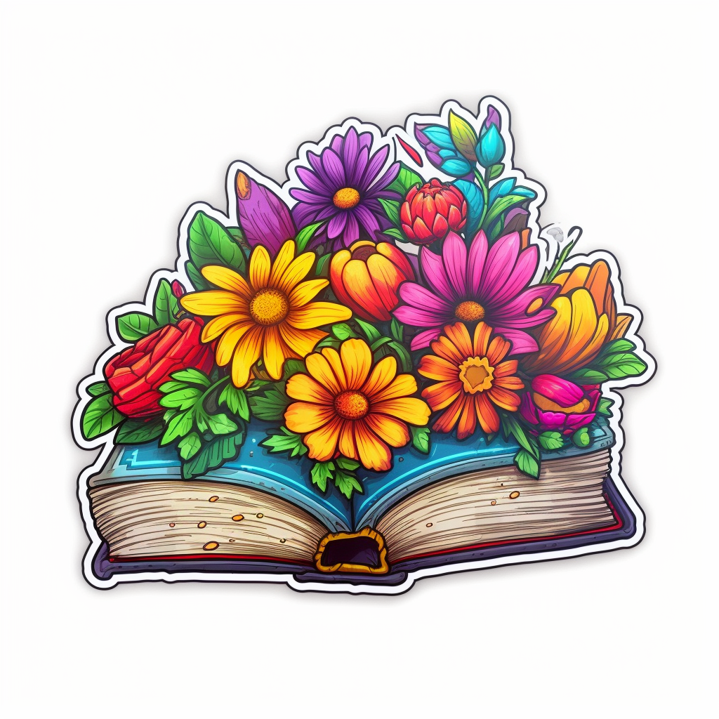 Flower Growing on a Book Vinyl Decal Sticker for Car, Laptop, Tumbler and more # 006983