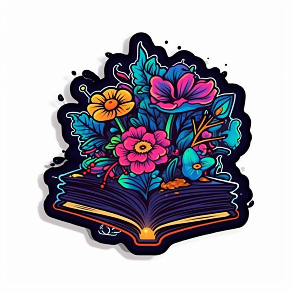 Flower Growing on a Book Vinyl Decal Sticker for Car, Laptop, Tumbler and more # 006984