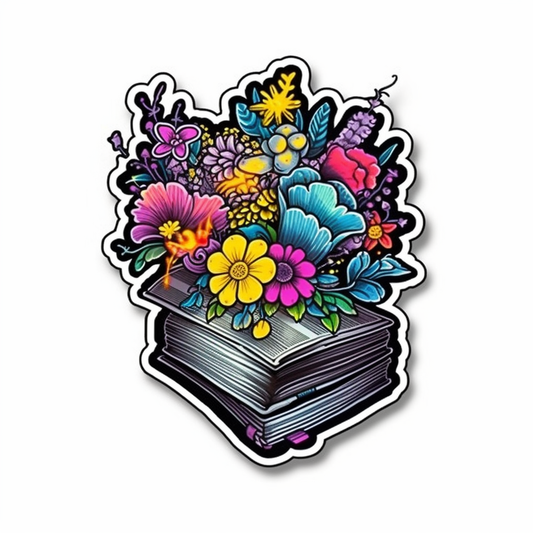Flower Growing on a Book Vinyl Decal Sticker for Car, Laptop, Tumbler and more # 006981