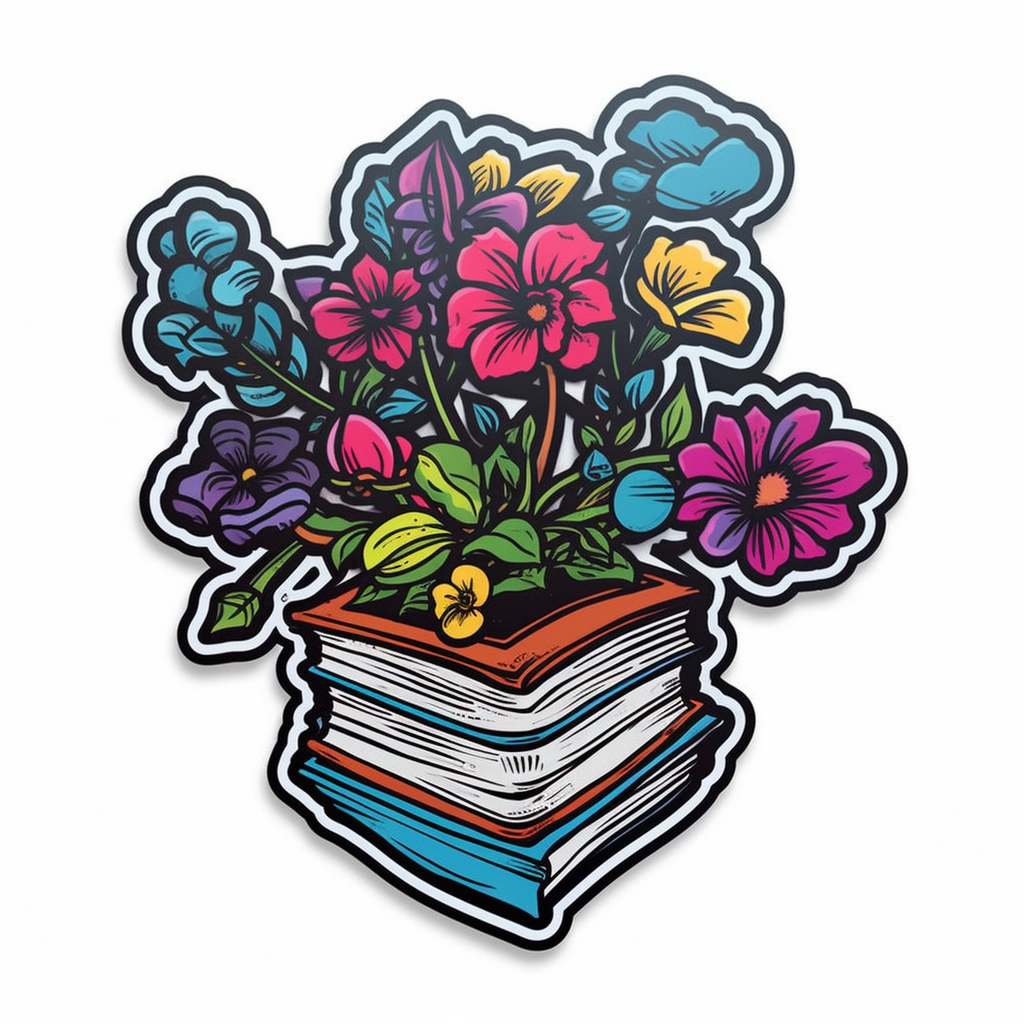 Flower Growing on a Book Vinyl Decal Sticker for Car, Laptop, Tumbler and more # 006977