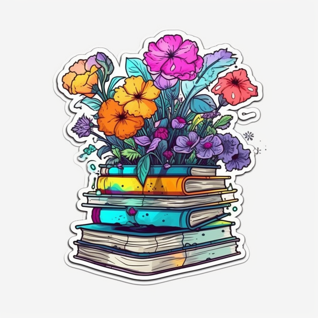 Flower Growing on a Book Vinyl Decal Sticker for Car, Laptop, Tumbler and more # 006980