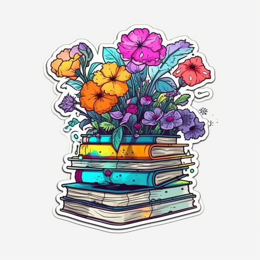 Flower Growing on a Book Vinyl Decal Sticker for Car, Laptop, Tumbler and more # 006980