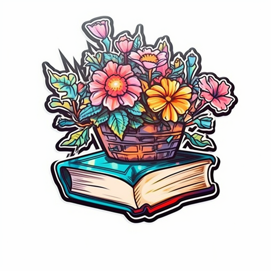 Flower Growing on a Book Vinyl Decal Sticker for Car, Laptop, Tumbler and more # 006975