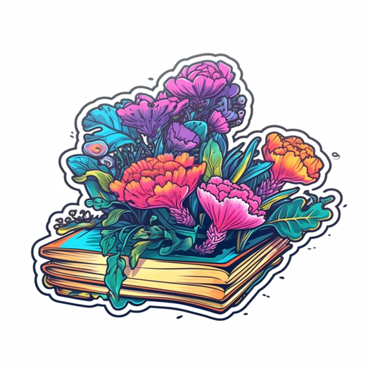Flower Growing on a Book Vinyl Decal Sticker for Car, Laptop, Tumbler and more # 006979