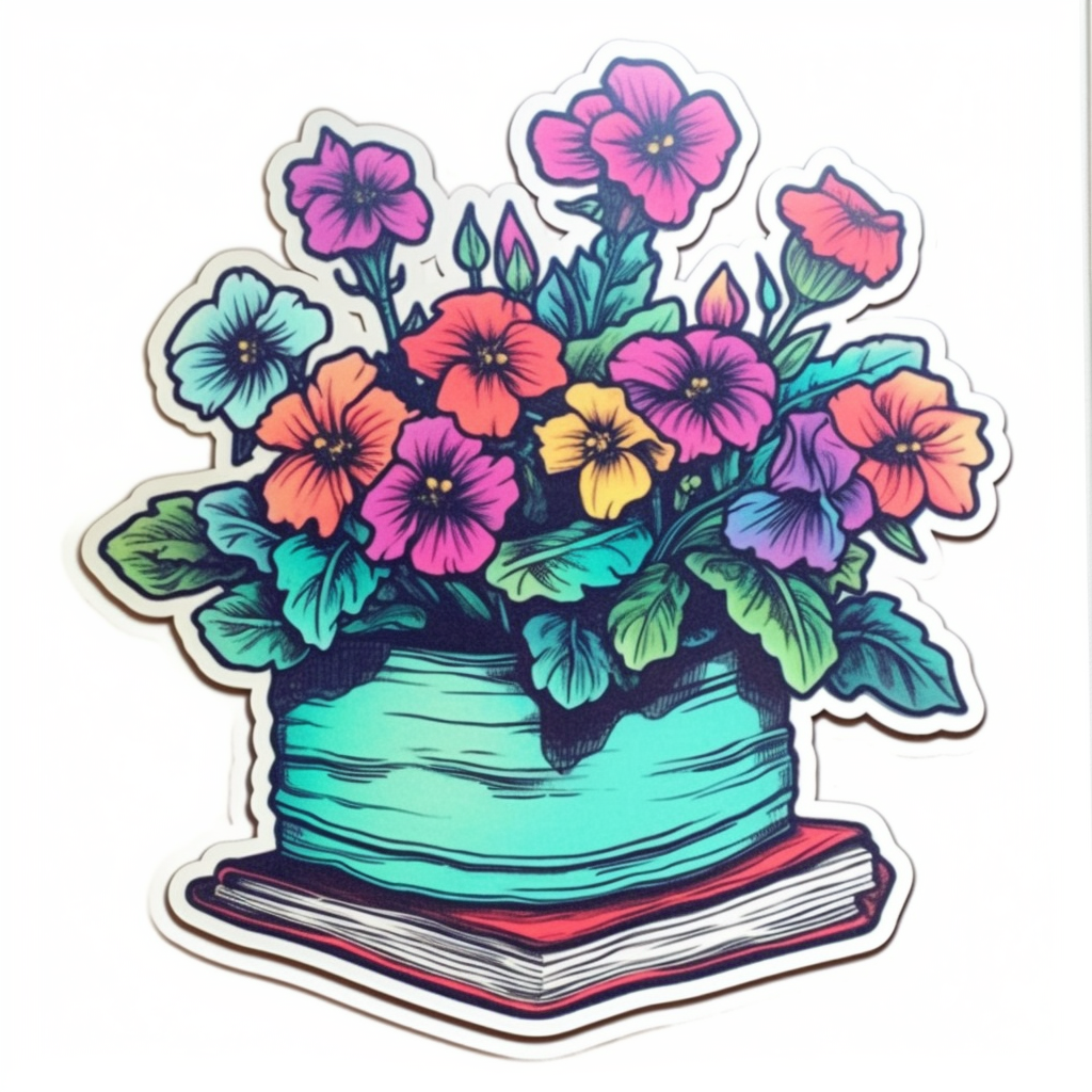 Flower Growing on a Book Vinyl Decal Sticker for Car, Laptop, Tumbler and more # 006974