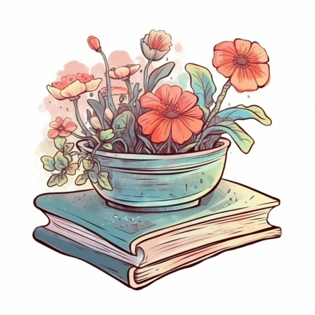 Flower Growing on a Book Vinyl Decal Sticker for Car, Laptop, Tumbler and more # 007000