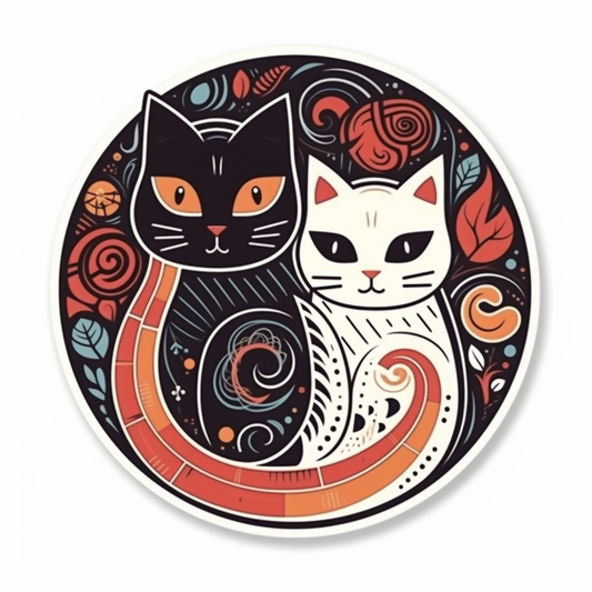 Yin Yang Cat Vinyl Decal Sticker for Car, Laptop, Tumbler and more # 005618