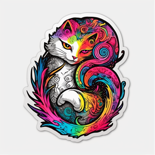 Yin Yang Cat Vinyl Decal Sticker for Car, Laptop, Tumbler and more # 005572