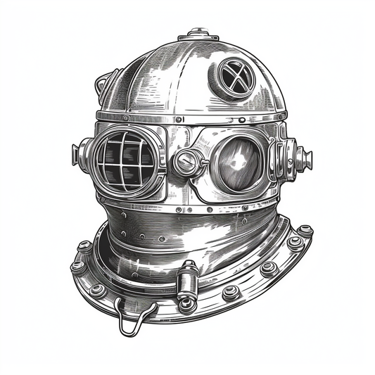 Diver Helmet Scuba Diver Vinyl Decal Sticker for Car, Laptop, Tumbler and more # 007042