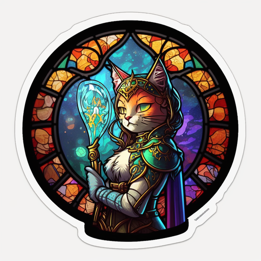 Cat Stained Glass Vinyl Decal Sticker for Car, Laptop, Tumbler and more # 002528