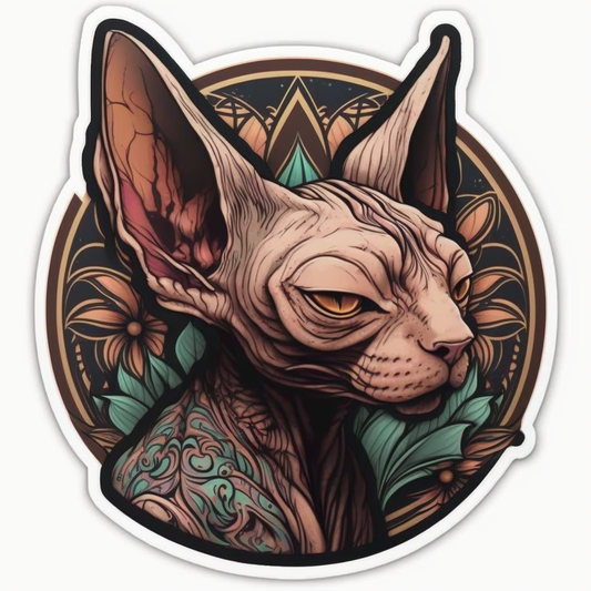 Sphynx Cat Vinyl Decal Sticker for Car, Laptop, Tumbler and more # 002597