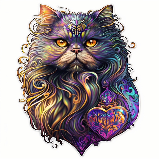 Persian Long Haired Cat Vinyl Decal Sticker for Car, Laptop, Tumbler and more # 1688