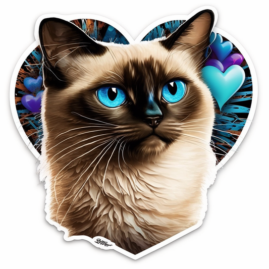 Siamese Cat Vinyl Decal Sticker for Car, Laptop, Tumbler and more # 002625