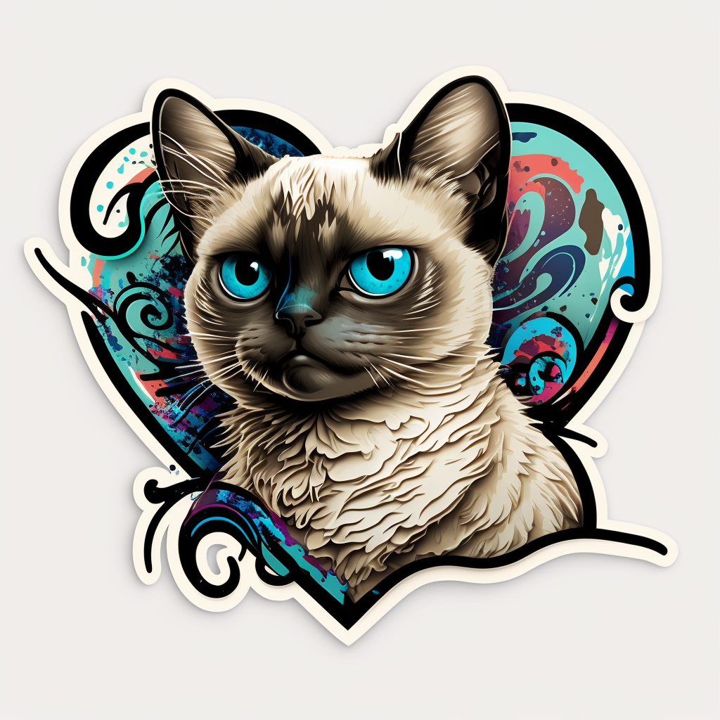 Siamese Cat Vinyl Decal Sticker for Car, Laptop, Tumbler and more # 002740