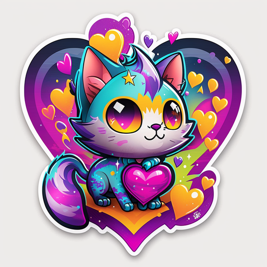 Heart Cat Vinyl Decal Sticker for Car, Laptop, Tumbler and more # 002719